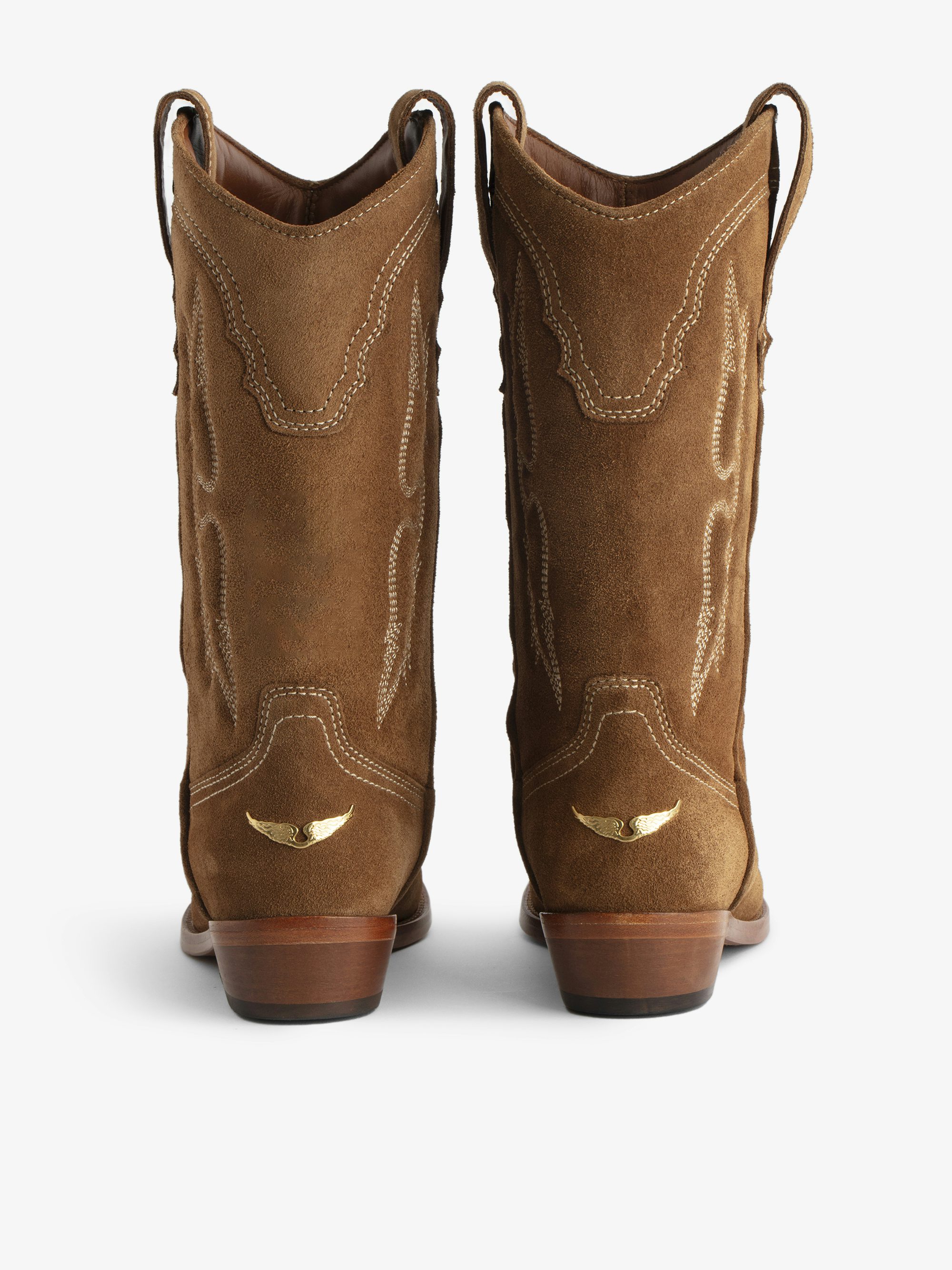 Suede Western Tex Boots - Camargaise boots in embroidered suede leather.